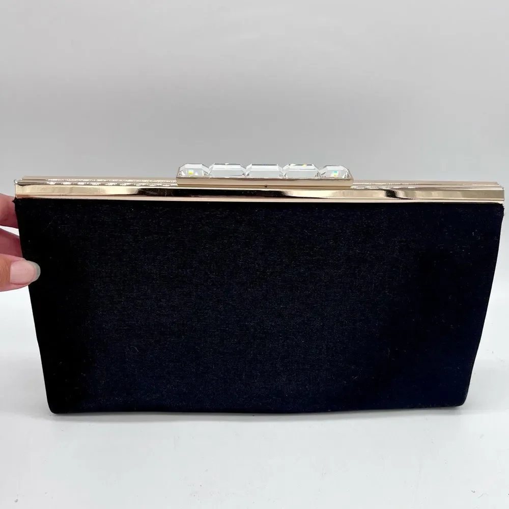 Black Clutch Nordstrom with Gold Chain